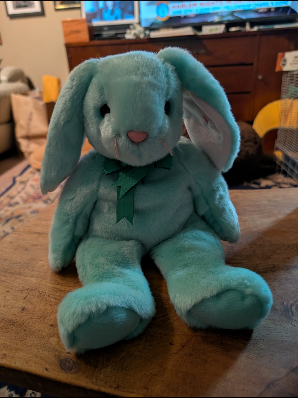 Ty 13" Plush Bunny Mint Color with Pink Nose